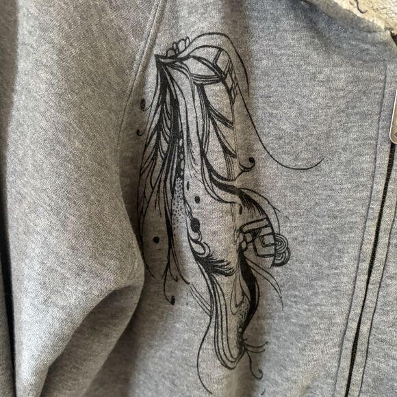 Y2K Roxy Womens Full Zip Hooded Sweatshirt Y2K Grey XL Embroidered Surf Skate - Picture 5 of 14